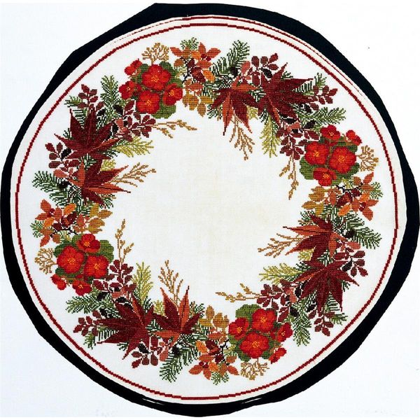 Eva Rosenstand Set Tovaglia Punto Croce "Begonia"", Schema Di Conteggio, 58 Diam.Cm"-image