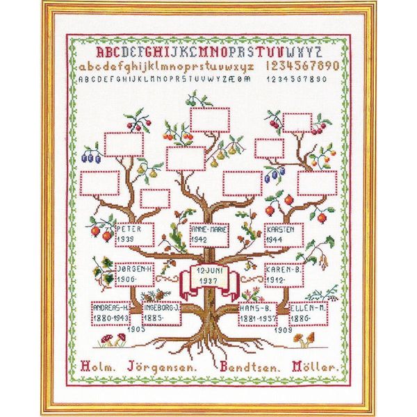 Eva Rosenstand, Set Per Punto Croce "Ahnentafel"", Schema Di Conteggio, 40X50Cm"-image
