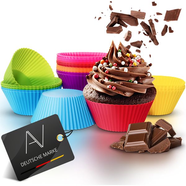 Avana Grandi Stampi Riutilizzabili Per Muffin In Silicone Di Alta Qualità Set Di 20 Pirottini Ecologici Per Muffin Pirottini Per Cupcake Stampi Per Muffin Teglia Per Muffin 7 Colori-image