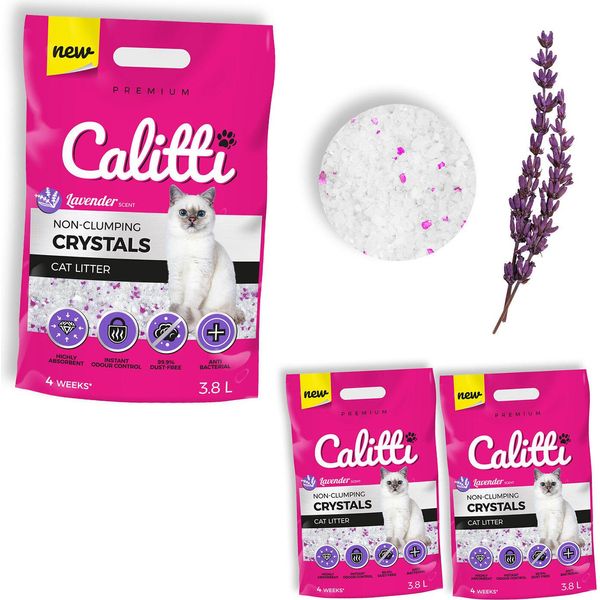 Calitti - Lettiera Per Gatti Ai Silicati | Lettiera Antibatterica Al Fresco Profumo Di Lavanda | Set 2 X 3,8 L = 7,6 L-image