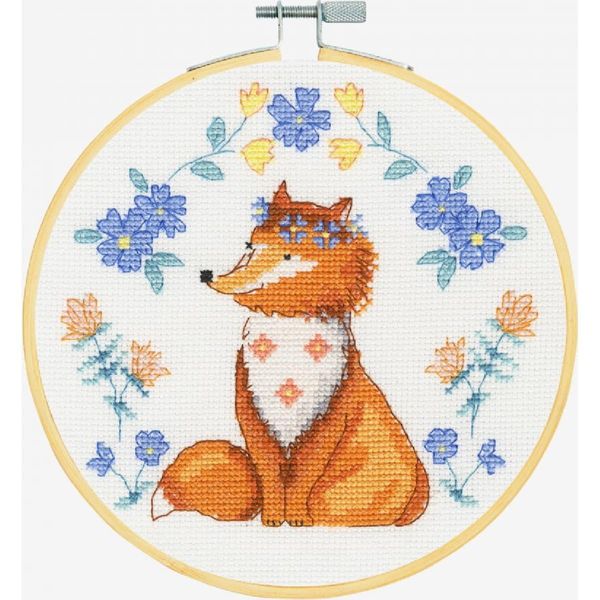 Dmc Set Punto Croce Con Telaio Da Ricamo "Fairy Tale Fox"", Schema Di Conteggio, Diam.18Ccm"-image