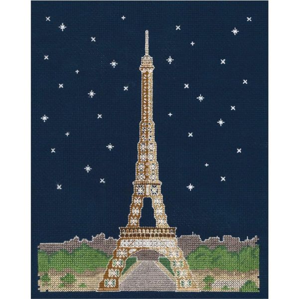 Set Per Punto Croce Dmc "Parigi Di Notte"" Si Illumina Al Buio, Schema Contato, 20X25Cm"-image