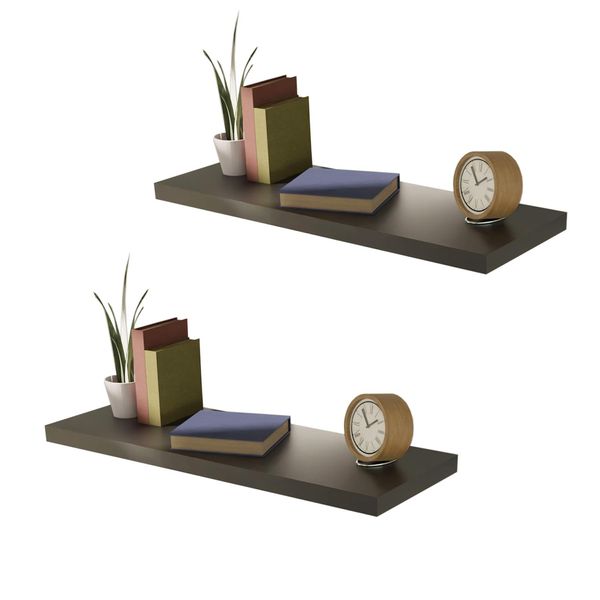 2 Pezzi Mensola A Muro Mensola A Muro 80Cm Mdf Pvc L80Xh3,8Xp23,5 Cm-image
