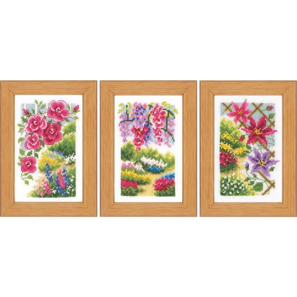 Vervaco Set Punto Croce "Nel Mio Giardino"" Set Di 3, Schema Di Conteggio, 8X12Cm"-image
