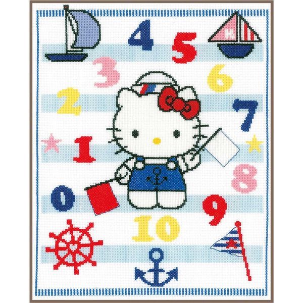 Vervaco Set Punto Croce "Hello Kitty Is Learning"", Schema Di Conteggio, 28X35Cm"-image