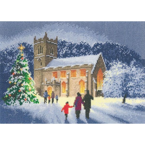 Set Per Punto Croce Heritage Con Tessuto Contato "Chiesa Di Natale (L)"", Schema Contato, JCCH1144-E, 31X22Cm"-image