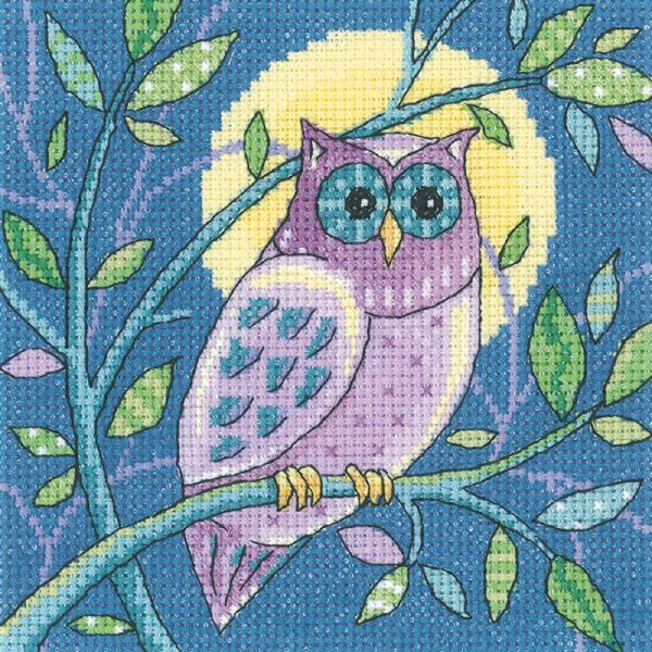 Fuori Produzione Set Per Punto Croce Heritage Aida "Gufo"", Schema Contato, WCOW1380-A, 12,5X12,5Cm"-image