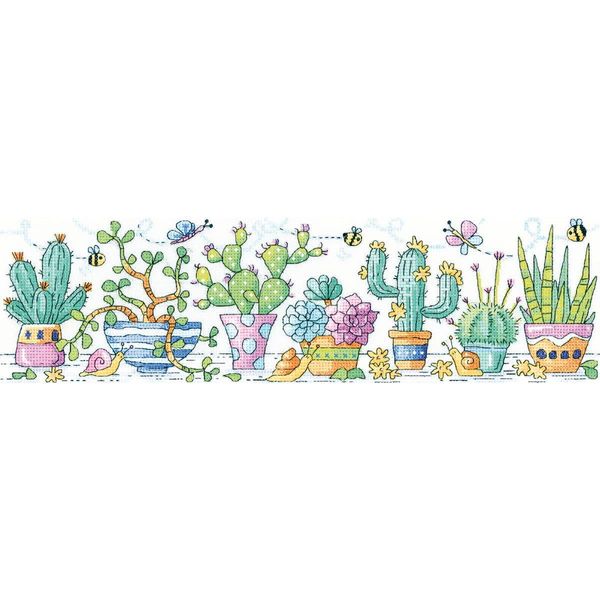 Set Punto Croce Heritage In Tessuto Contato "Giardino Dei Cactus"", Schema Contato, KCCG1480-E, 37,5X10Cm"-image