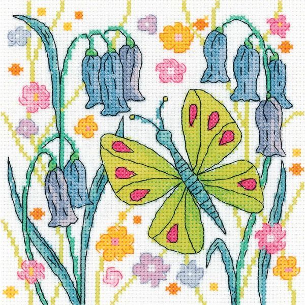 Fuori Produzione Set Per Punto Croce Heritage In Aida "Green Butterfly"", Schema Contato, KBGB1596-A, 15X15Cm"-image