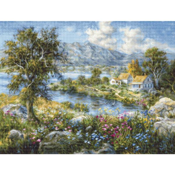 Set Per Punto Croce Luca-S "Collezione Oro. Capanna Incantata"", Schema Contato, 43,5X32,5Cm"-image