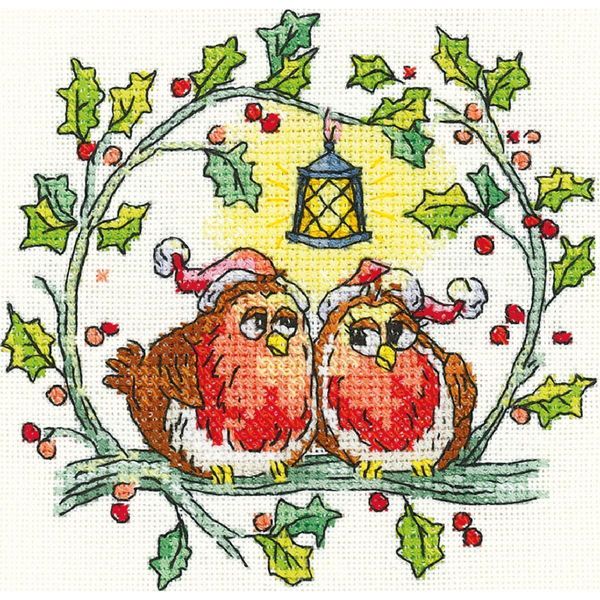 Set Per Punto Croce Heritage In Aida "Pettirosso"", Schema Contato, BFCR1528-A, 10,5X10,5Cm"-image