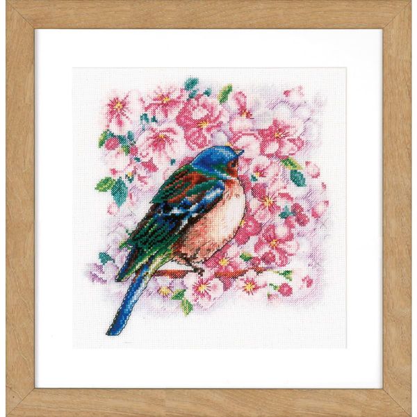 Vervaco Set Punto Croce "Uccello Tra I Fiori"", Schema Di Conteggio, 25X25Cm"-image