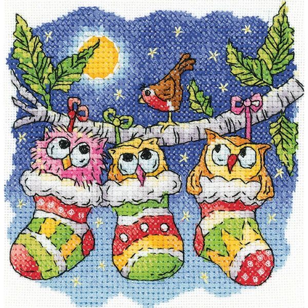 Set Per Punto Croce Heritage Con Tessuto Contato "Canto Di Natale"", Schema Contato, BFCH1587-E, 10,5X10,5Cm"-image