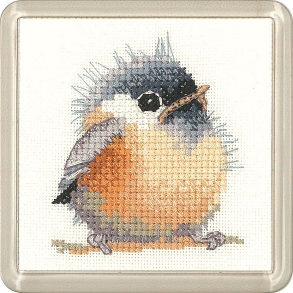 Set Per Punto Croce Heritage Aida "Titmouse (A)"", Schema Contato, CFCD1190-A, Formato Sottobicchiere 7,5X7,5Cm"-image