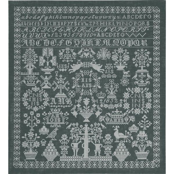 Set Per Punto Croce Permin "Sampler Grey"", Schema Per Il Conteggio, 54X59Cm, 39-7339"-image