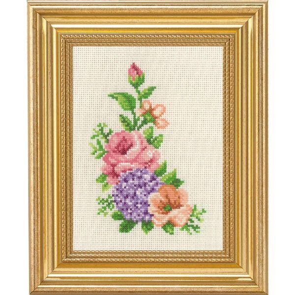 Set Per Punto Croce Permin "Rose E Ortensie"", Schema Per Il Conteggio, 14X19Cm, 13-1138"-image