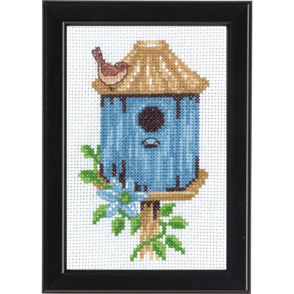 Set Per Punto Croce Permin "Birdhouse Blue"", Schema Per Il Conteggio, 9X14Cm, 13-9422"-image