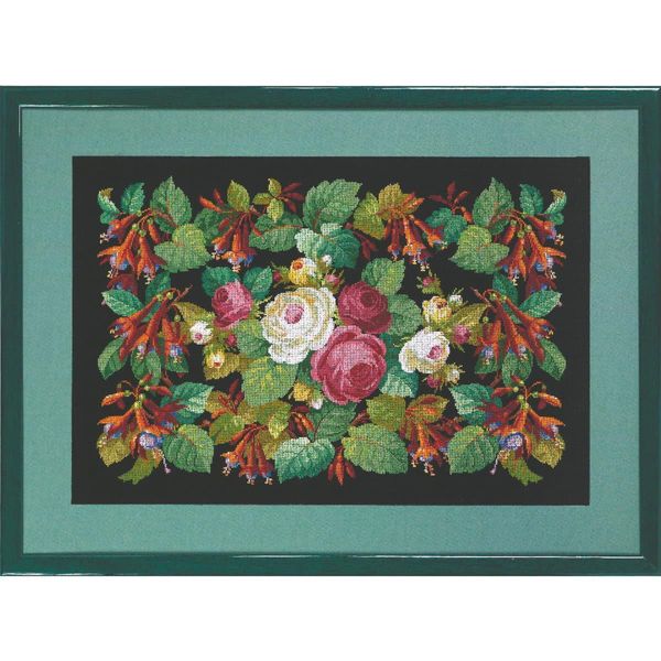Set Per Punto Croce Permin "Rose/Fucsia"", Schema Per Il Conteggio, 52X35Cm, 70-0414"-image