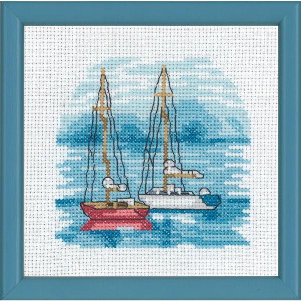 Set Punto Croce Permin "Nave Rossa"", Schema Per Il Conteggio, 13X13Cm, 13-8118"-image