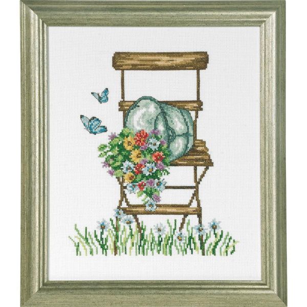 Set Per Punto Croce Permin "Sedia Con Fiori"", Schema Per Il Conteggio, 26X21Cm, 92-8104"-image