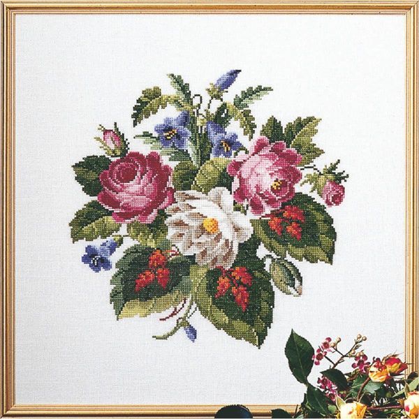 Set Per Punto Croce Permin "Rose/Leaves"", Schema Per Il Conteggio, 42X42Cm, 70-4144"-image