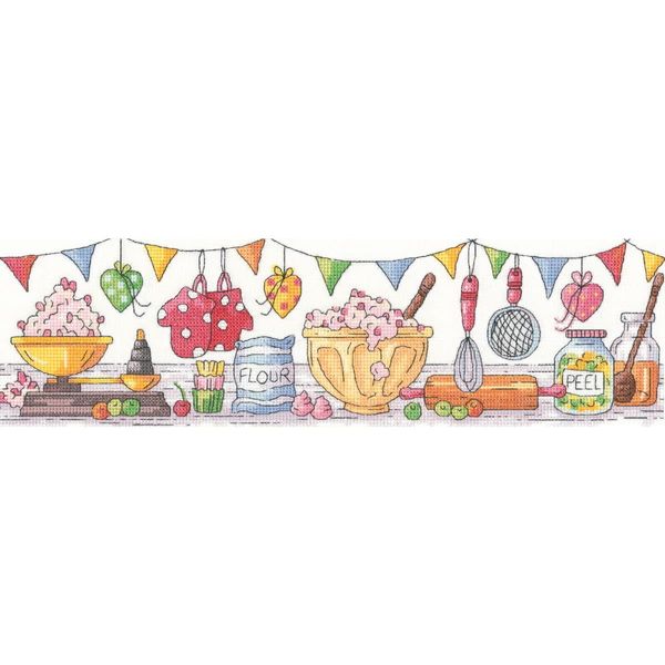 Tessuto Per Il Conteggio Del Set A Punto Croce Heritage "On Your Marks, Get Set, Bake!"", Schema Per Il Conteggio, KCRS1397-E, 37,5X10Cm"-image