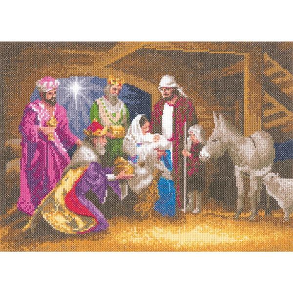 Set Punto Croce Heritage Con Tessuto Contato "Crib (L)"", Schema Contato, JCNA1285-E, 31X22Cm"-image