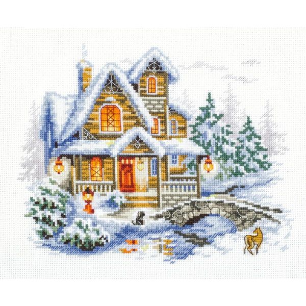 Magic Needle Zweigart Set Punto Croce Edizione "Winter Hut"", Schema Di Conteggio, 20X17Cm"-image