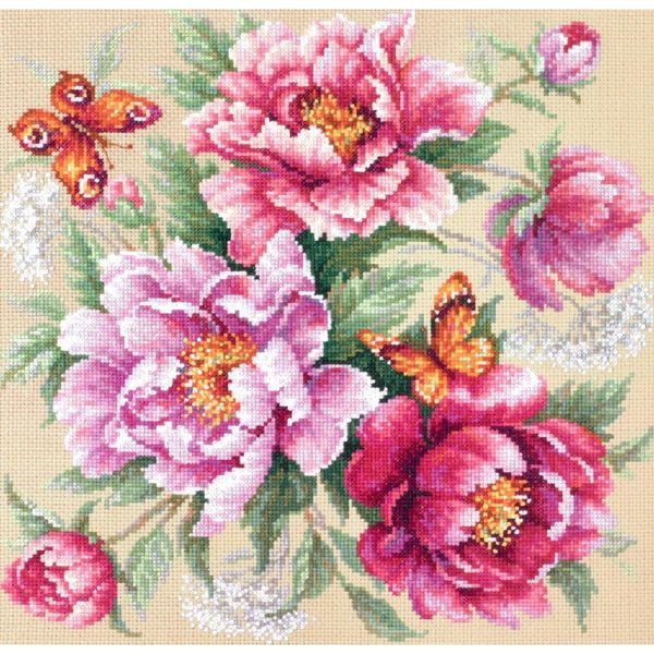 Magic Needle Zweigart Edition Kit Punto Croce "Flower Magic. Peonies"", Contato, Fai Da Te, 30X30Cm"-image