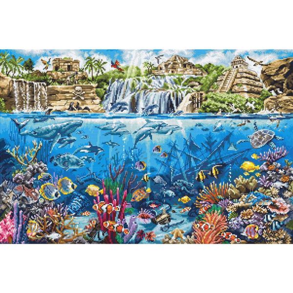 Set Per Punto Croce Letistitch "Isola Dei Pirati"", Schema Contato, 48X32Cm"-image