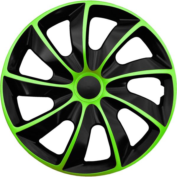 Nrm Quad Copricerchi Bicolore Per Cerchi In Acciaio Set Di 4 Coprimozzi Bicolore Nero/Verde, 16""-image