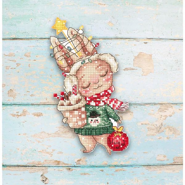Set Per Punto Croce Letistitch "Coniglio Di Natale"", Schema Contato, 14X8Cm"-image