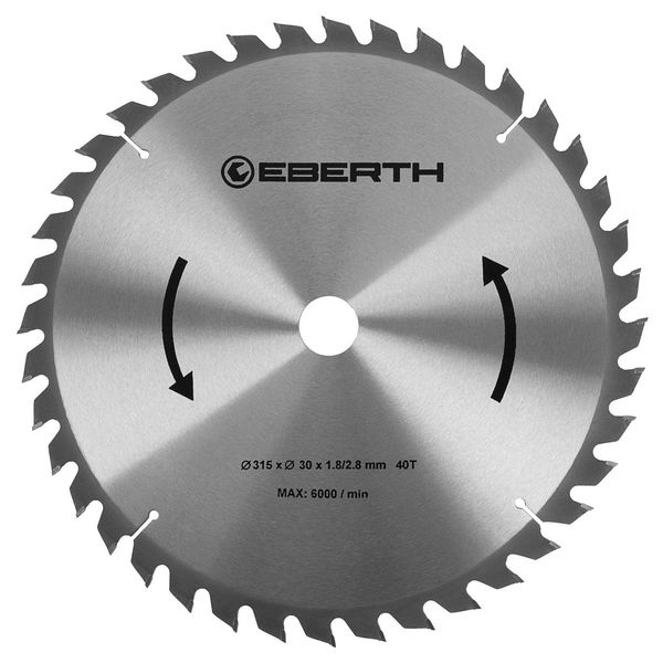 Lama Per Sega Circolare Eberth Lama Per Sega Circolare In Acciaio Con Denti In Metallo Duro Per Tagli In Legno (Diametro 315 Mm, Foro 30 Mm, Spessore Lama 1,8 Mm)-image