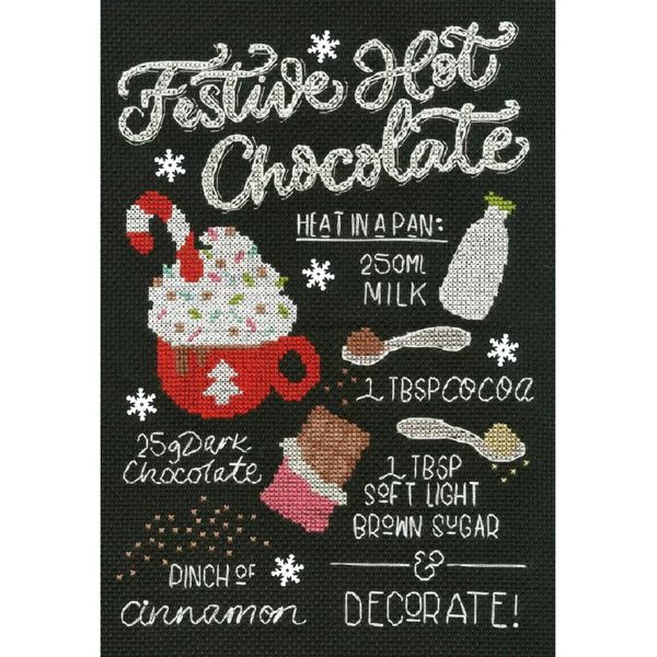 Confezione Da Ricamo A Punto Croce Bothy Threads "Festive Hot Chocolate"", Schema Contato, XLJ1, 18X26Cm"-image