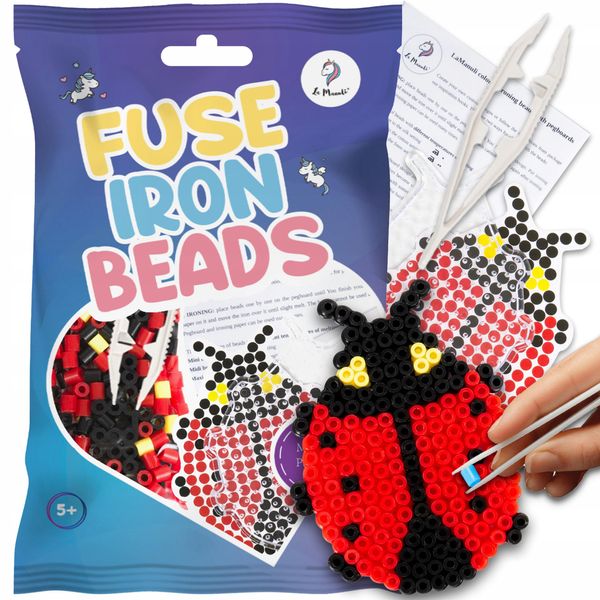 Set Di Perline La Manuli Con Ferro Da Stiro Per Coccinelle - Perline Con Piastrina E Sagoma, Set Di Perline Creative Per Bambini Dai 6 Anni In Su-image