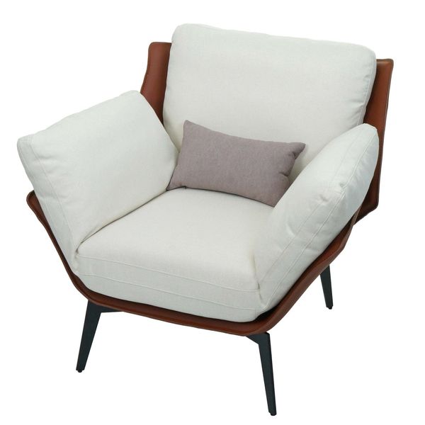 Sessel MCW-L82, Lounge-Sessel Cocktailsessel Polstersessel Relaxsessel, Kunstleder Stoff/Textil Metall ~ Dunkelbraun-image