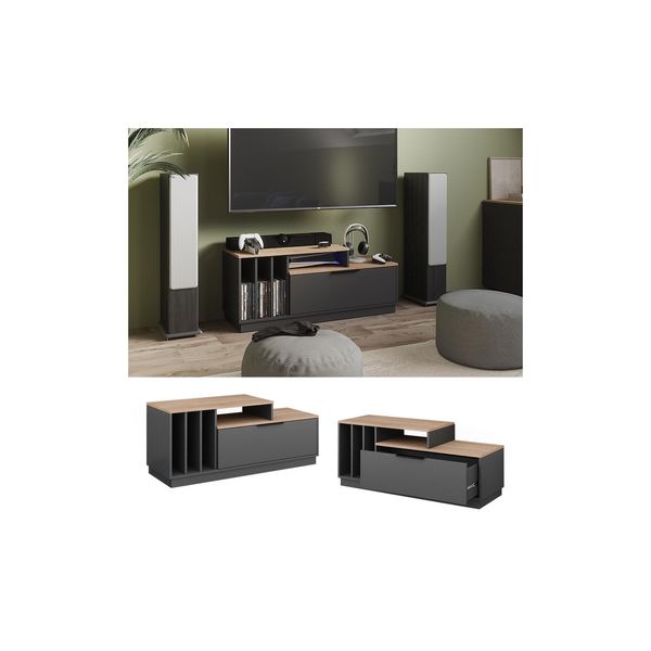 Vicco Lowboard Betti Anthrazit Sonoma 120 X 49,9 Cm-image