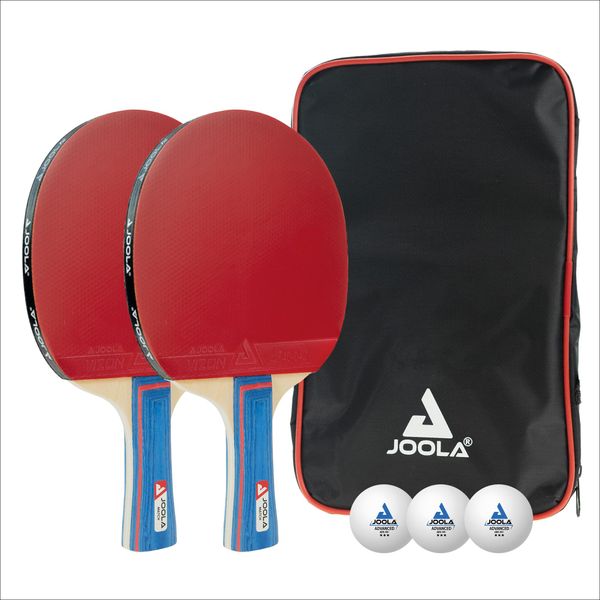 Joola 54820 Set Da Ping Pong Duo Composto Da 2 Racchette Da Ping Pong+3 Palline Da Ping Pong+1 Borsa Per Riporre Le Palline, Multicolore, Taglia Unica-image
