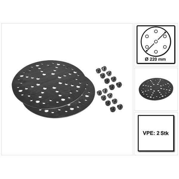 Festool Interface Pad Ip Stf D220/48-LHS 2 225 2 Pz. ( 2X 205418 ) 220 Mm Per Levigatrice A Collo Lungo Planex Lhs 2 225 Eq (I)-image