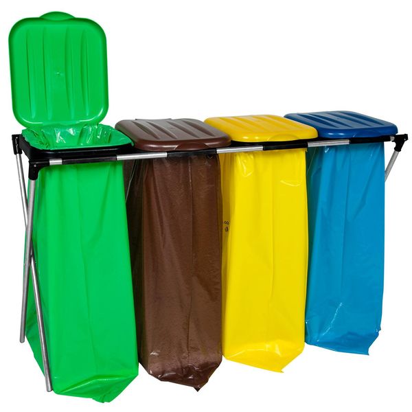 Supporto Per Sacchi Per La Raccolta Differenziata Da 120 L, 4 Tipi Di Rifiuti-image