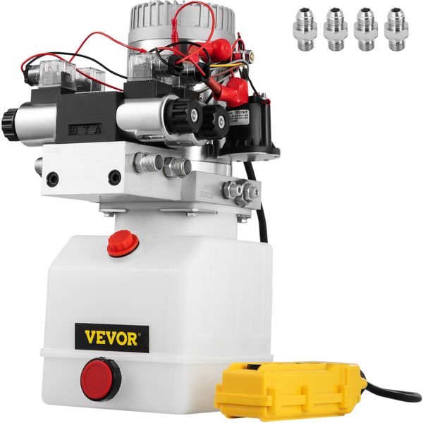 Pompa Idraulica Vevor 12V Con Doppio Solenoide A Doppio Effetto, Centralina Idraulica 4,5L, Pompa Ribaltabile ZZ004234 Pompa Idraulica Elettrica-image
