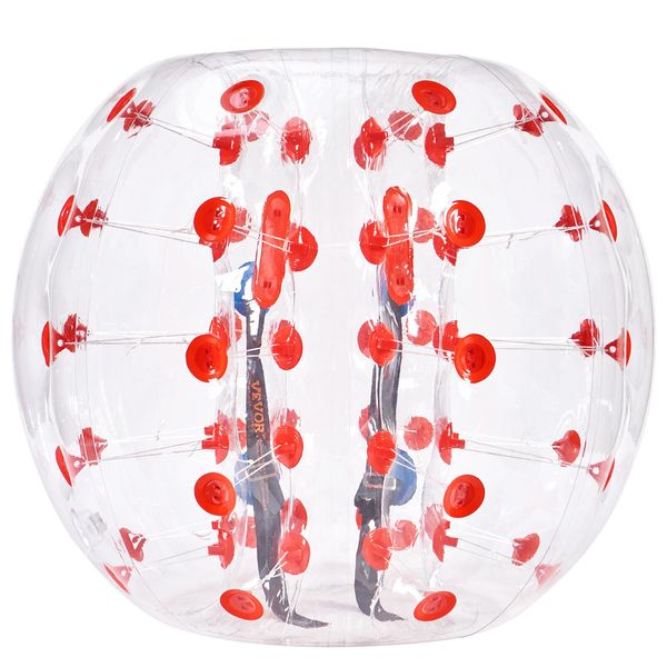Vevor Pallone Gonfiabile Bump Bumper Ball 1 Pz. 1,2 M X 1,03 M, Palla Di Collisione Umana, Corpo In Pvc Palla Gonfiabile Di Rimbalzo Per Attività All'aperto, Trasparente + Punti Rossi Palla Gonfiabile Bumper-image