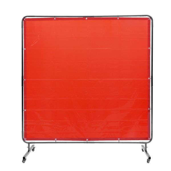 Tenda Per Saldatura Vevor 1,8 X 1,8 M Tenda Di Protezione Per Saldatura In Vinile Ignifugo Parete Di Protezione Per Saldatura Con 4 Ruote Girevoli E Protezione Uv A 6 Stadi Coperta Per Saldatura Protezione Per Saldatura Rosso-image