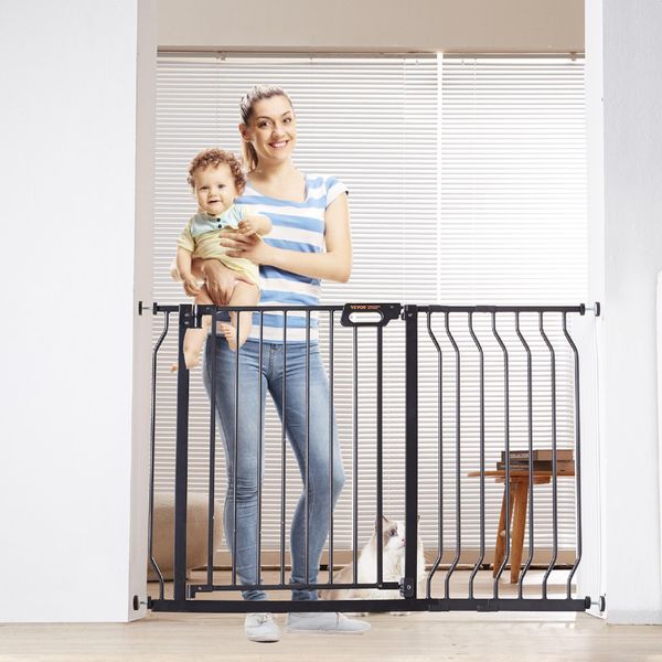 Vevor Cancelletto Di Sicurezza Per Porte, Cancelletto Barriera, Cancelletto Per Scale, Larghezza 749-1229 Mm Cancelletto Per Bambini, Cancelletto Per Animali, Cancelletto Per Scale, Orientabile Su Entrambi I Lati Altezza 762 Mm, Cancelletto Per Bambini Nero Senza Foratura-image