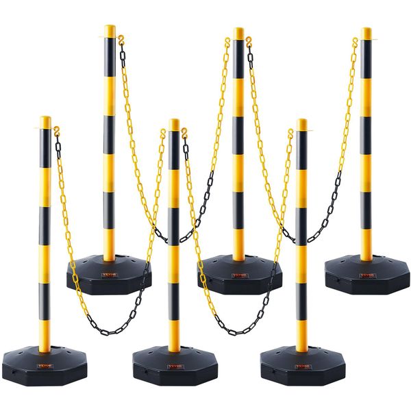 Vevor Coni Per Il Traffico Paletti Per Barriere Stradali 6 Pz. 285 X 285 Mm Coni Di Segnalazione Coni Per Il Traffico Coni Di Segnalazione Con Deformazione, Coni Delineatori Paletti Per Barriere Stradali Giallo E Nero Iniezione Di Acqua E Sabbia-image