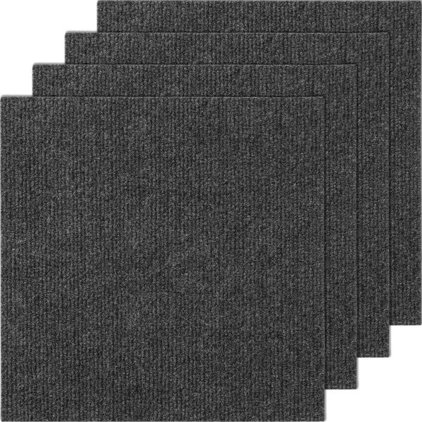 Vevor Quadrotte Di Moquette Peel And Stick, 305X305 Mm, Quadrotte Di Moquette Autoadesive, Quadrotte Di Moquette Morbide E Imbottite, Installazione Fai Da Te Per Camera Da Letto, Soggiorno (12 Pezzi, Grigio Scuro)-image