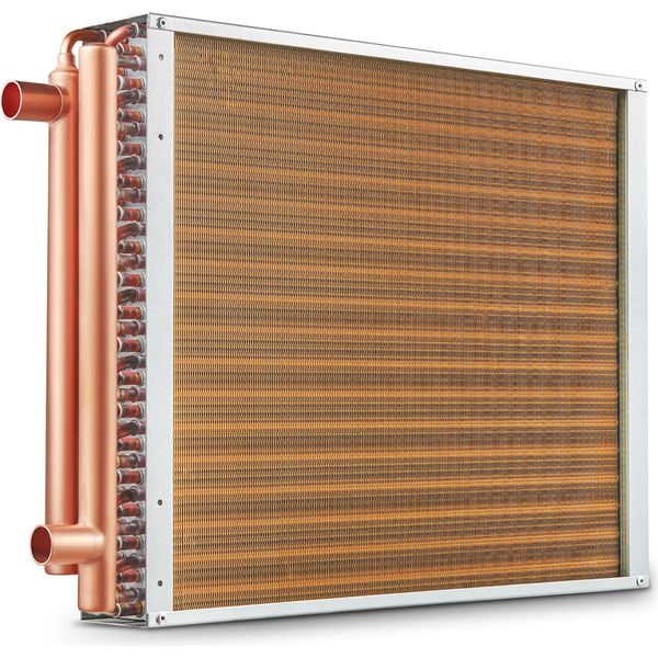 Scambiatore Di Calore Acqua-Aria Vevor, 45,72 X 50,8 Cm Con Connessioni In Rame A 3 File Da 9,53 Mm, 242 Alette In Alluminio Scambiatore Di Calore Per Stufe A Legna, Riscaldamento E Raffrescamento Di Ambienti Abitativi E Riscaldamento Ad Aria Calda-image