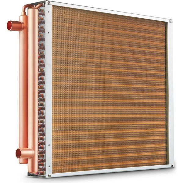 Scambiatore Di Calore Acqua-Aria Vevor, 50,8 X 50,8 Cm Con Connessioni In Rame A 3 File Da 9,53 Mm, 242 Alette In Alluminio Scambiatore Di Calore Per Stufe A Legna, Riscaldamento E Raffrescamento Di Ambienti Abitativi E Riscaldamento Ad Aria Calda-image