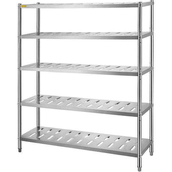 Portaoggetti Vevor, Portaoggetti A 5 Livelli, Portaoggetti Da Garage In Acciaio Inox, 59,1 X 17,7 X 70,9 Pollici, Portaoggetti Robusto, Capacità Totale Di 661 Libbre Con Altezza Regolabile E Fori Di Ventilazione-image