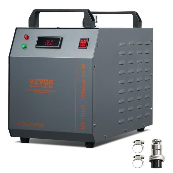 Refrigeratore D'acqua Industriale Vevor, CW-3000 (Pro), Sistema Di Raffreddamento Ad Acqua Industriale Raffreddato Ad Aria Da 150 W Con Serbatoio Dell'acqua Da 12 L, Portata Massima Di 18 L/Min, Per Il Raffreddamento Di Macchine Per L'incisione Laser-image